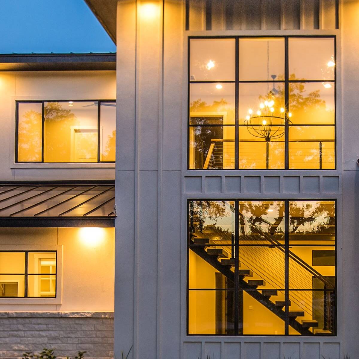 floating stairs in custom home build